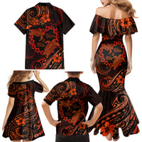 Polynesian Turtle Valentine Family Matching Mermaid Dress and Hawaiian Shirt You And Me Orange Hibiscus Heart LT01 - Polynesian Pride
