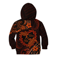 Polynesian Turtle Valentine Kid Hoodie You And Me Orange Hibiscus Heart LT01 - Polynesian Pride