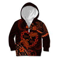 Polynesian Turtle Valentine Kid Hoodie You And Me Orange Hibiscus Heart LT01 Zip Hoodie Orange - Polynesian Pride