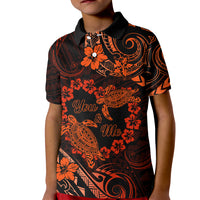 Polynesian Turtle Valentine Kid Polo Shirt You And Me Orange Hibiscus Heart LT01 Kid Orange - Polynesian Pride