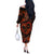 Polynesian Turtle Valentine Off The Shoulder Long Sleeve Dress You And Me Orange Hibiscus Heart LT01 - Polynesian Pride