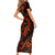 Polynesian Turtle Valentine Short Sleeve Bodycon Dress You And Me Orange Hibiscus Heart LT01 - Polynesian Pride