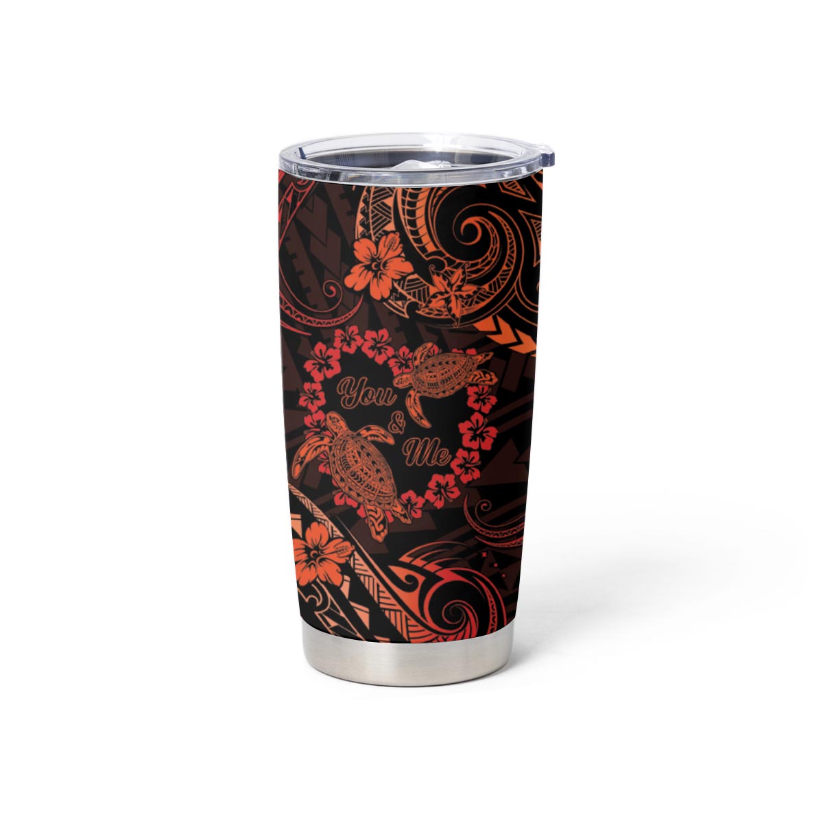 Polynesian Turtle Valentine Tumbler Cup You And Me Orange Hibiscus Heart LT01 - Polynesian Pride