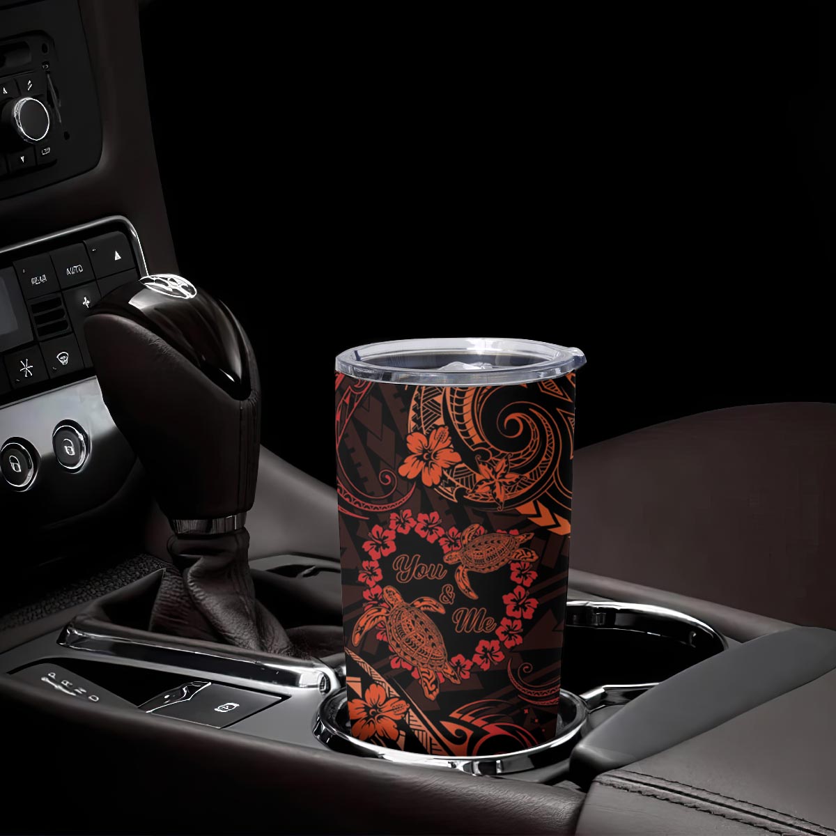 Polynesian Turtle Valentine Tumbler Cup You And Me Orange Hibiscus Heart LT01 - Polynesian Pride