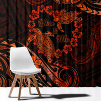 Polynesian Turtle Valentine Window Curtain You And Me Orange Hibiscus Heart LT01 - Polynesian Pride