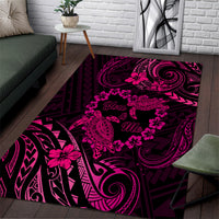Polynesian Turtle Valentine Area Rug You And Me Pink Hibiscus Heart LT01 Pink - Polynesian Pride