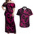 Polynesian Turtle Valentine Couples Matching Off Shoulder Maxi Dress and Hawaiian Shirt You And Me Pink Hibiscus Heart LT01 Pink - Polynesian Pride