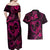 Polynesian Turtle Valentine Couples Matching Off Shoulder Maxi Dress and Hawaiian Shirt You And Me Pink Hibiscus Heart LT01 - Polynesian Pride