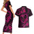 Polynesian Turtle Valentine Couples Matching Short Sleeve Bodycon Dress and Hawaiian Shirt You And Me Pink Hibiscus Heart LT01 - Polynesian Pride