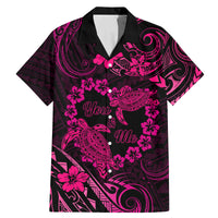 Polynesian Turtle Valentine Family Matching Mermaid Dress and Hawaiian Shirt You And Me Pink Hibiscus Heart LT01 Dad's Shirt - Short Sleeve Pink - Polynesian Pride