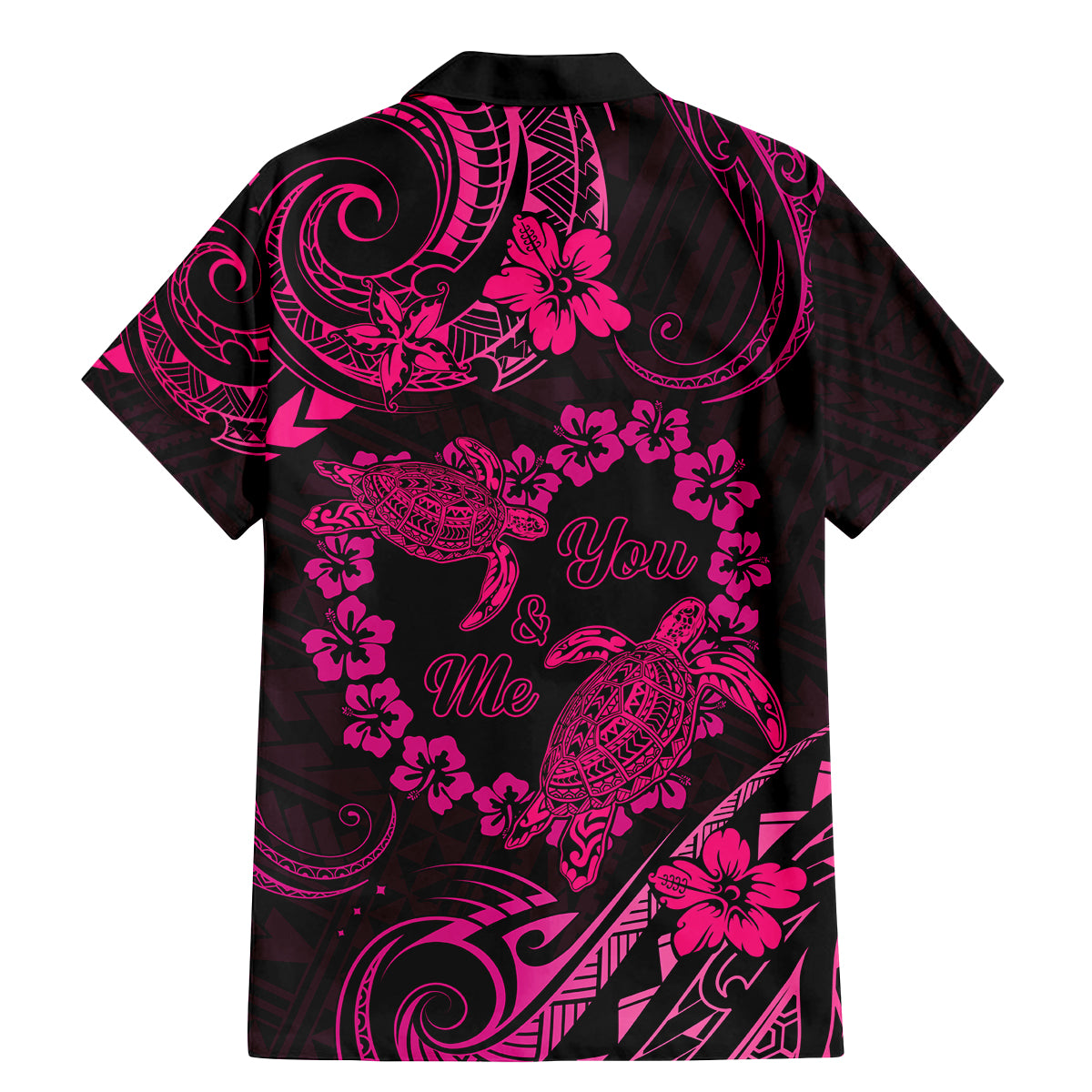 Polynesian Turtle Valentine Family Matching Mermaid Dress and Hawaiian Shirt You And Me Pink Hibiscus Heart LT01 - Polynesian Pride