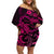 Polynesian Turtle Valentine Off Shoulder Short Dress You And Me Pink Hibiscus Heart LT01 Women Pink - Polynesian Pride