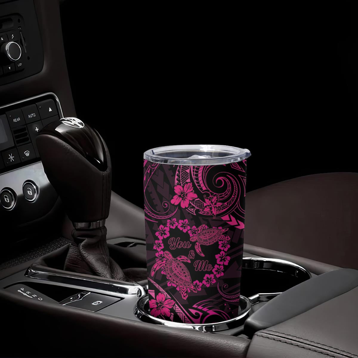 Polynesian Turtle Valentine Tumbler Cup You And Me Pink Hibiscus Heart LT01 - Polynesian Pride