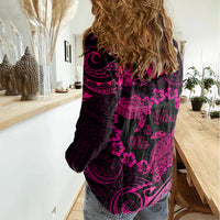 Polynesian Turtle Valentine Women Casual Shirt You And Me Pink Hibiscus Heart LT01 - Polynesian Pride