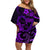 Polynesian Turtle Valentine Family Matching Off Shoulder Short Dress and Hawaiian Shirt You And Me Purple Hibiscus Heart LT01 Mom's Dress Purple - Polynesian Pride