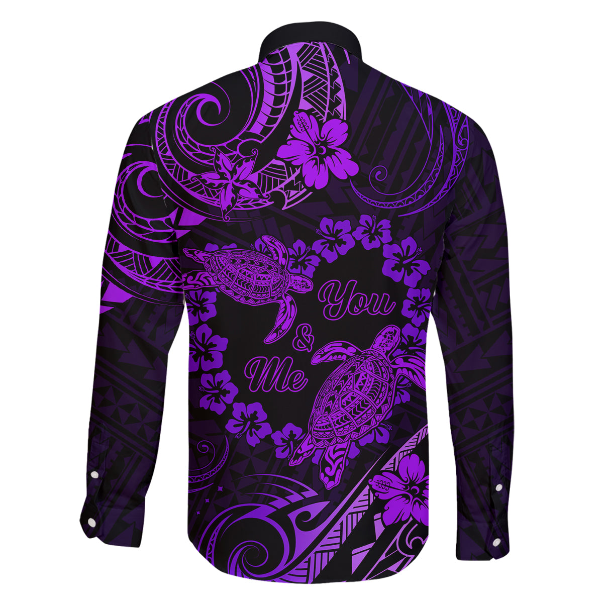 Polynesian Turtle Valentine Family Matching Puletasi and Hawaiian Shirt You And Me Purple Hibiscus Heart LT01 - Polynesian Pride
