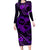 Polynesian Turtle Valentine Long Sleeve Bodycon Dress You And Me Purple Hibiscus Heart LT01 Long Dress Purple - Polynesian Pride