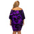 Polynesian Turtle Valentine Off Shoulder Short Dress You And Me Purple Hibiscus Heart LT01 - Polynesian Pride