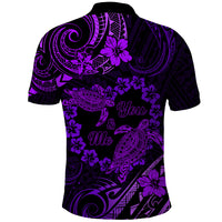 Polynesian Turtle Valentine Polo Shirt You And Me Purple Hibiscus Heart LT01 - Polynesian Pride