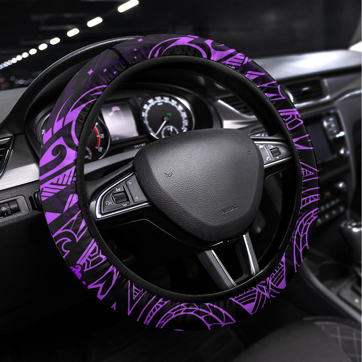 Polynesian Turtle Valentine Steering Wheel Cover You And Me Purple Hibiscus Heart LT01 Universal Fit Purple - Polynesian Pride