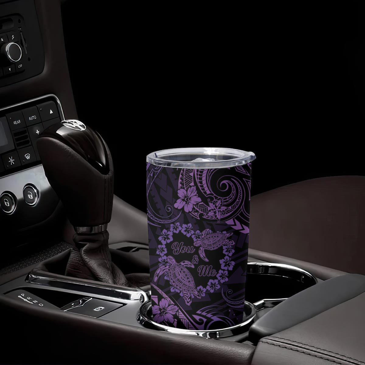 Polynesian Turtle Valentine Tumbler Cup You And Me Purple Hibiscus Heart LT01 - Polynesian Pride
