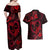 Polynesian Turtle Valentine Couples Matching Off Shoulder Maxi Dress and Hawaiian Shirt You And Me Red Hibiscus Heart LT01 - Polynesian Pride