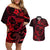 Polynesian Turtle Valentine Couples Matching Off Shoulder Short Dress and Hawaiian Shirt You And Me Red Hibiscus Heart LT01 Red - Polynesian Pride