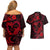 Polynesian Turtle Valentine Couples Matching Off Shoulder Short Dress and Hawaiian Shirt You And Me Red Hibiscus Heart LT01 - Polynesian Pride