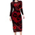 Polynesian Turtle Valentine Family Matching Long Sleeve Bodycon Dress and Hawaiian Shirt You And Me Red Hibiscus Heart LT01 Mom's Dress Red - Polynesian Pride