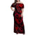 Polynesian Turtle Valentine Family Matching Off Shoulder Maxi Dress and Hawaiian Shirt You And Me Red Hibiscus Heart LT01 Mom's Dress Red - Polynesian Pride