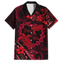 Polynesian Turtle Valentine Family Matching Puletasi and Hawaiian Shirt You And Me Red Hibiscus Heart LT01 Dad's Shirt - Short Sleeve Red - Polynesian Pride