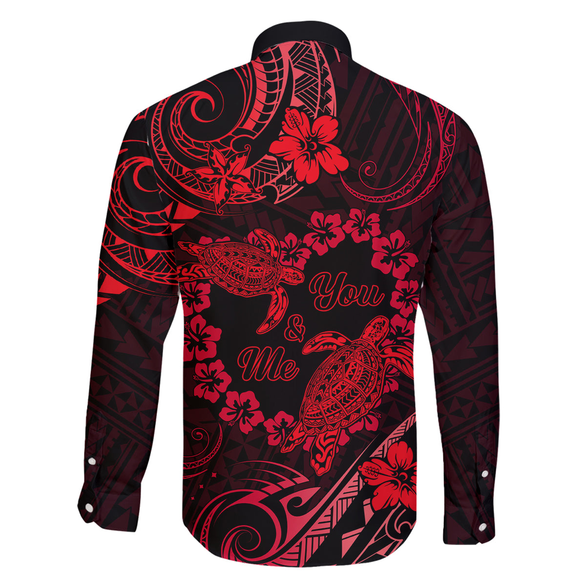 Polynesian Turtle Valentine Family Matching Puletasi and Hawaiian Shirt You And Me Red Hibiscus Heart LT01 - Polynesian Pride