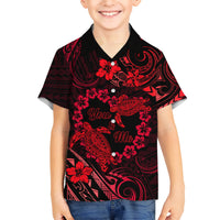 Polynesian Turtle Valentine Kid Hawaiian Shirt You And Me Red Hibiscus Heart LT01 Kid Red - Polynesian Pride