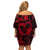 Polynesian Turtle Valentine Off Shoulder Short Dress You And Me Red Hibiscus Heart LT01 - Polynesian Pride