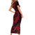 Polynesian Turtle Valentine Short Sleeve Bodycon Dress You And Me Red Hibiscus Heart LT01 - Polynesian Pride