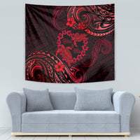 Polynesian Turtle Valentine Tapestry You And Me Red Hibiscus Heart LT01 - Polynesian Pride