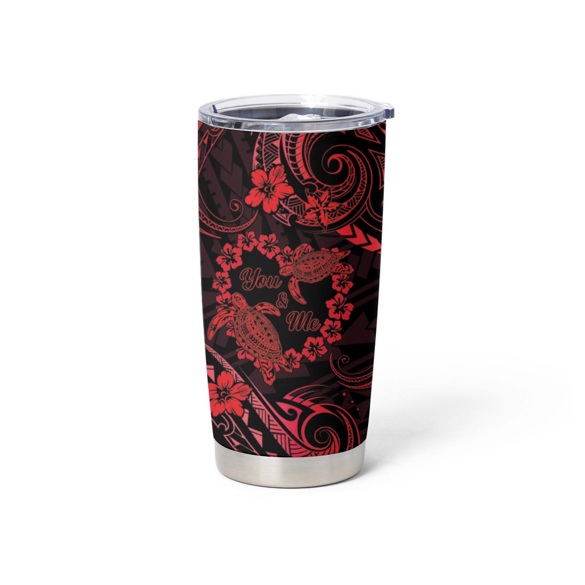 Polynesian Turtle Valentine Tumbler Cup You And Me Red Hibiscus Heart LT01 - Polynesian Pride
