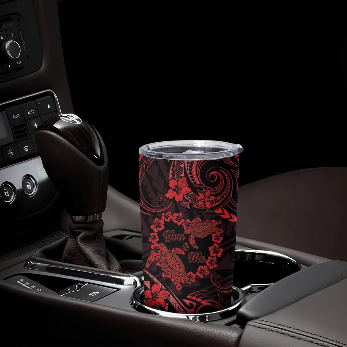 Polynesian Turtle Valentine Tumbler Cup You And Me Red Hibiscus Heart LT01 - Polynesian Pride