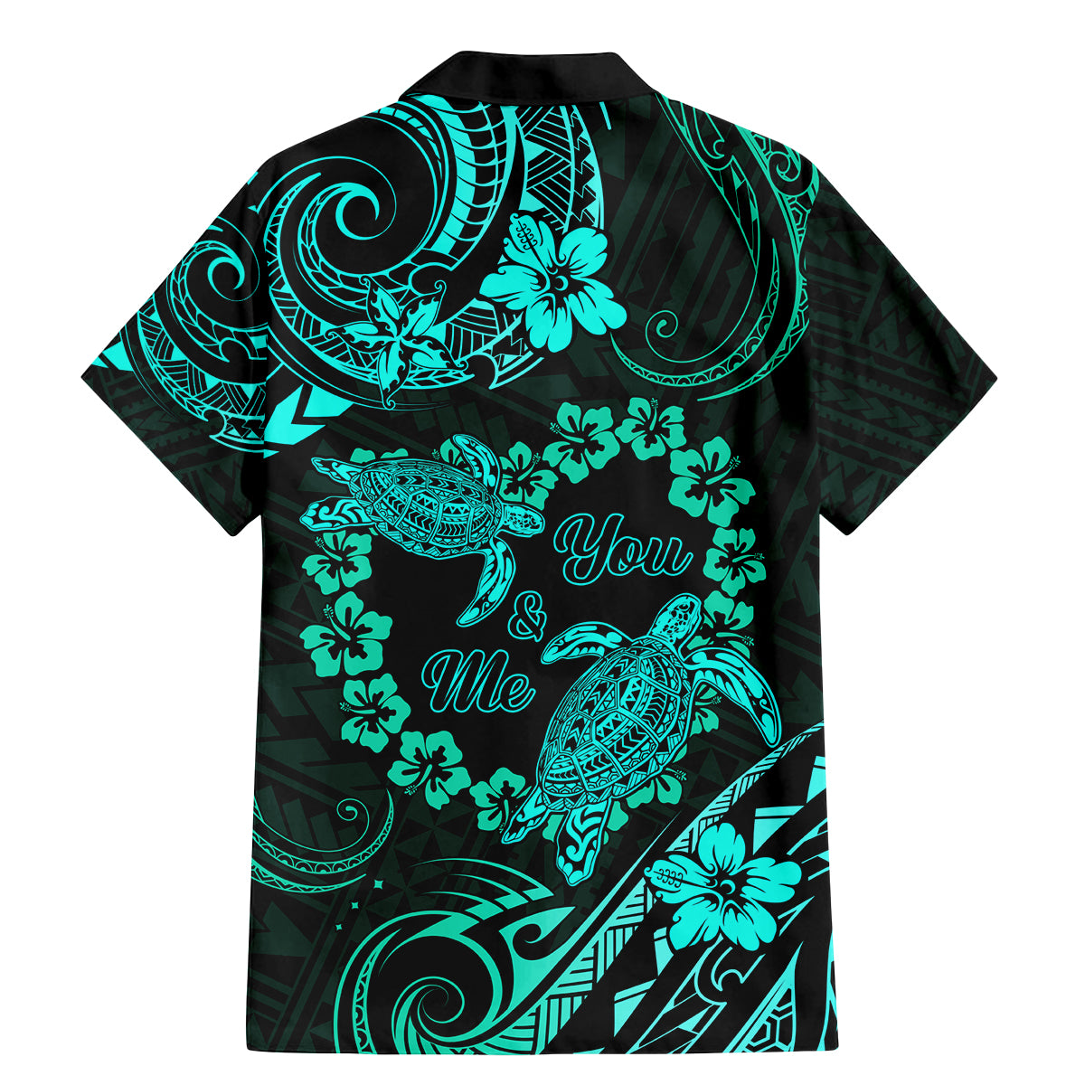 Polynesian Turtle Valentine Family Matching Mermaid Dress and Hawaiian Shirt You And Me Turquoise Hibiscus Heart LT01 - Polynesian Pride
