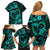 Polynesian Turtle Valentine Family Matching Off Shoulder Short Dress and Hawaiian Shirt You And Me Turquoise Hibiscus Heart LT01 - Polynesian Pride