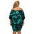 Polynesian Turtle Valentine Family Matching Off Shoulder Short Dress and Hawaiian Shirt You And Me Turquoise Hibiscus Heart LT01 - Polynesian Pride