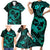 Polynesian Turtle Valentine Family Matching Short Sleeve Bodycon Dress and Hawaiian Shirt You And Me Turquoise Hibiscus Heart LT01 - Polynesian Pride