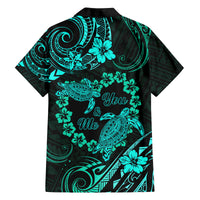 Polynesian Turtle Valentine Family Matching Summer Maxi Dress and Hawaiian Shirt You And Me Turquoise Hibiscus Heart LT01 - Polynesian Pride