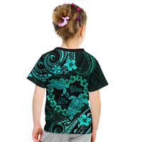 Polynesian Turtle Valentine Kid T Shirt You And Me Turquoise Hibiscus Heart LT01 - Polynesian Pride