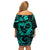 Polynesian Turtle Valentine Off Shoulder Short Dress You And Me Turquoise Hibiscus Heart LT01 - Polynesian Pride