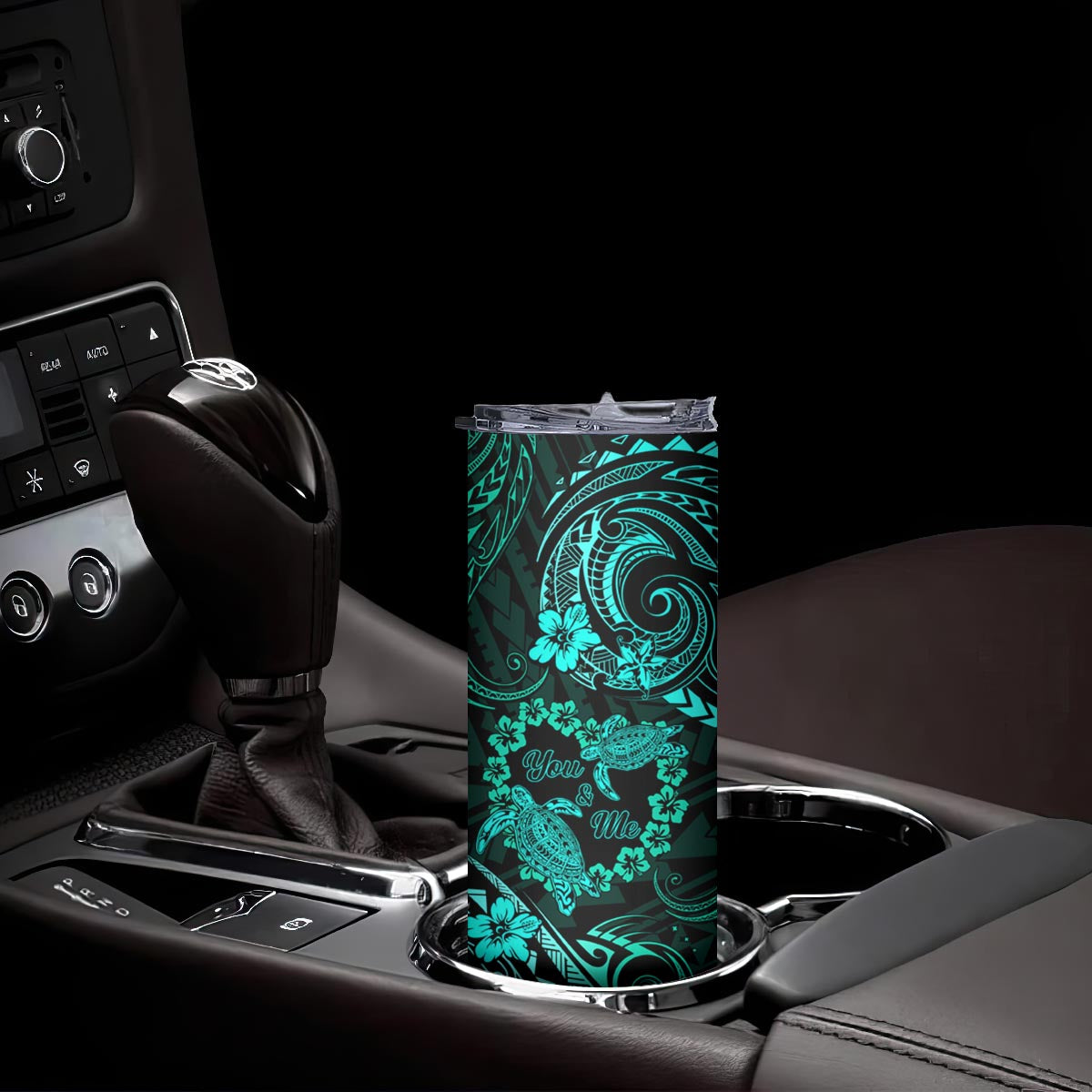 Polynesian Turtle Valentine Skinny Tumbler You And Me Turquoise Hibiscus Heart LT01 - Polynesian Pride