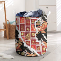 Hawaii Japanese Culture Black Laundry Basket Spring Cranes Aloha Pattern LT01 Black - Polynesian Pride