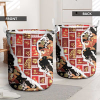 Hawaii Japanese Culture Black Laundry Basket Spring Cranes Aloha Pattern LT01 - Polynesian Pride