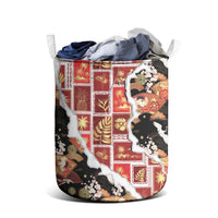 Hawaii Japanese Culture Black Laundry Basket Spring Cranes Aloha Pattern LT01 - Polynesian Pride