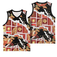 Hawaii Japanese Culture Black Basketball Jersey Spring Cranes Aloha Pattern LT01 - Polynesian Pride